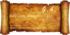 Géczy Albert névjegykártya